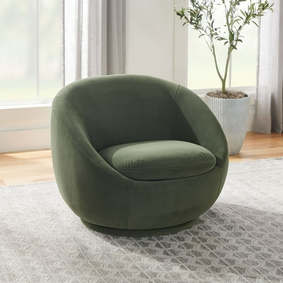 Better Homes & Gardens Mira Swivel Accent Chair, Olive Velvet