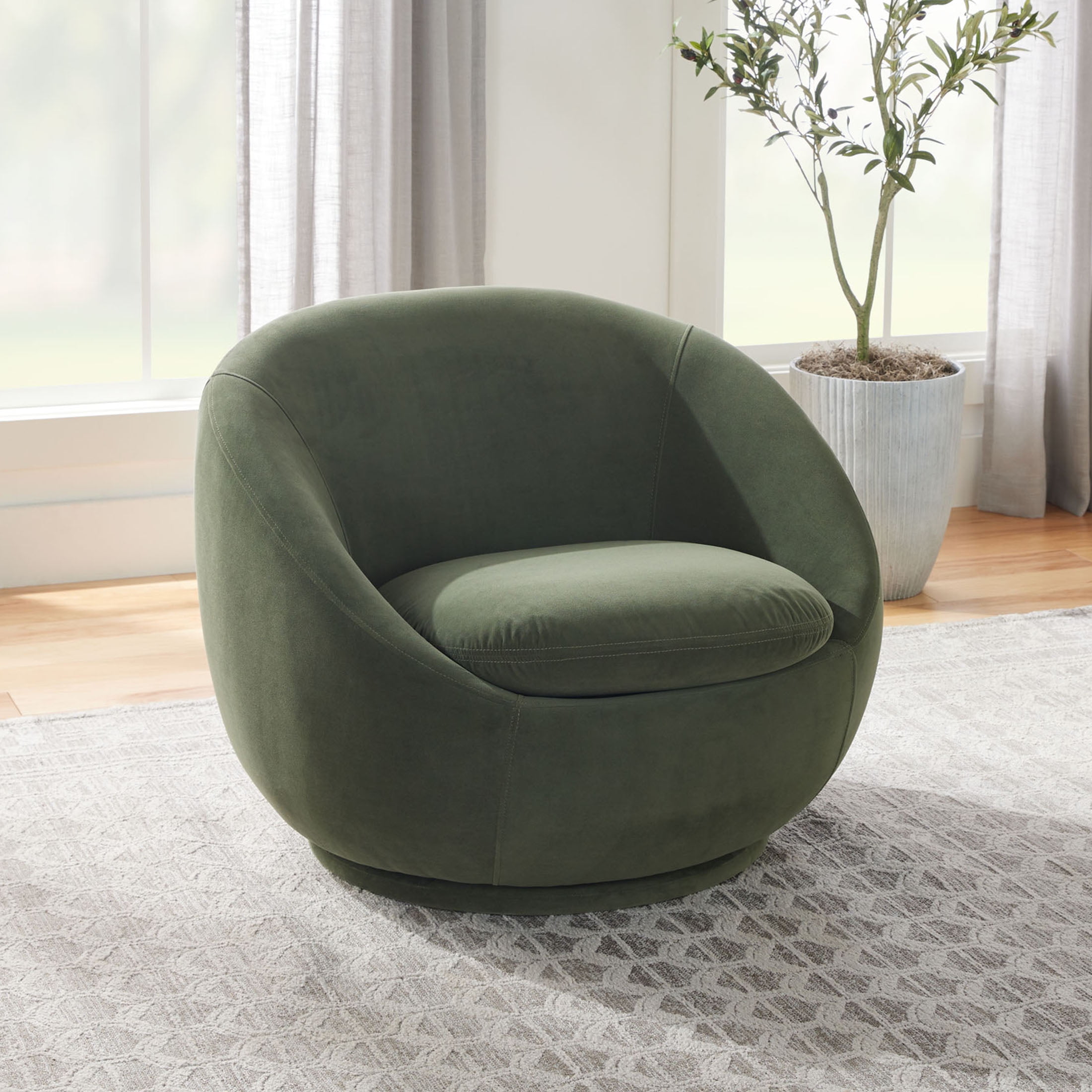 Better Homes Gardens Mira Swivel Chair Olive Velvet Walmart