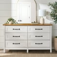 thumbnail image 1 of Better Homes & Gardens Modern Farmhouse 56.85" Wide 6 Drawer Dresser, Alabaster and Light Honey Finish, 1 of 8