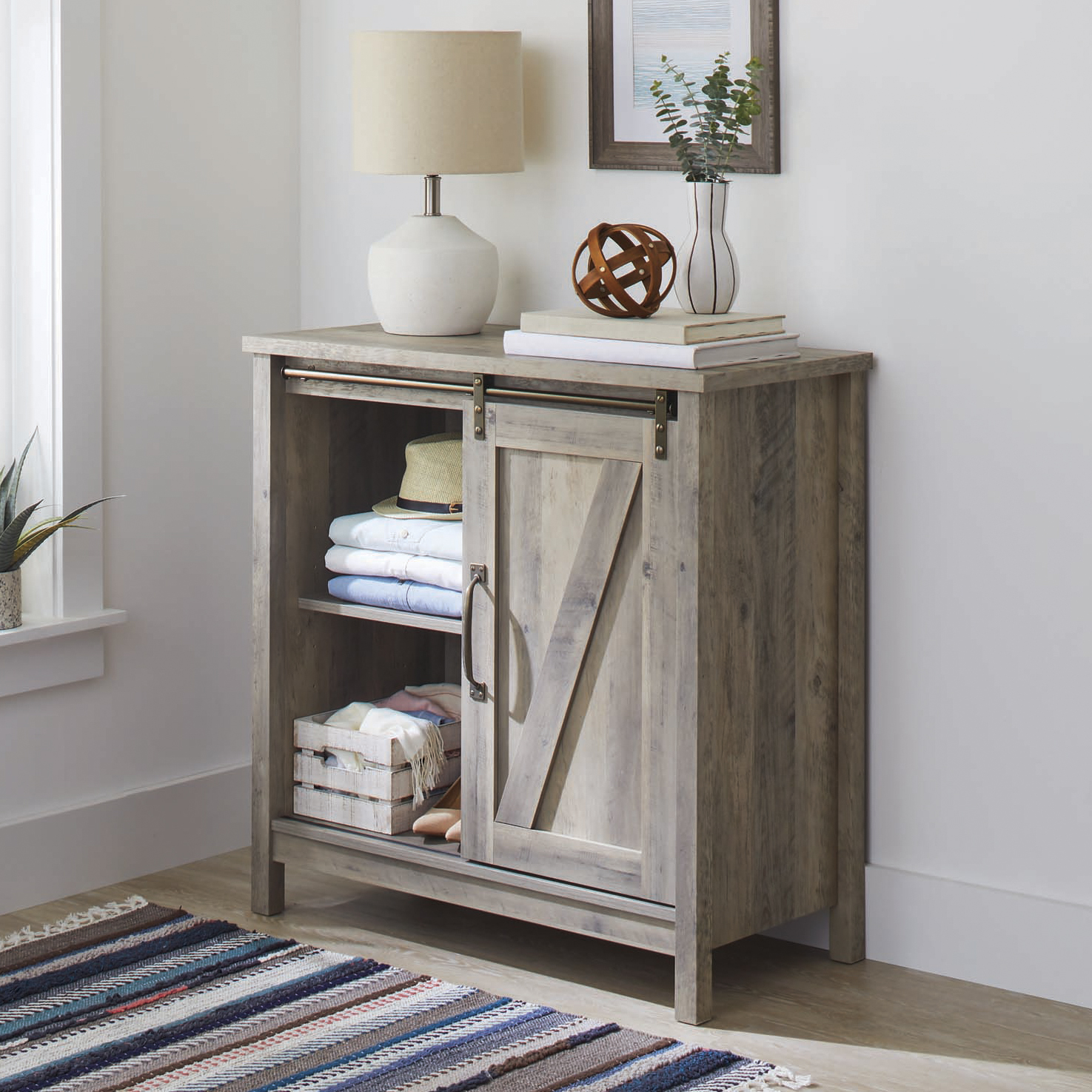 Better Homes & Gardens Modern Farmhouse Accent Storage Cabinet, Rustic Gray Finish - image 1 of 13