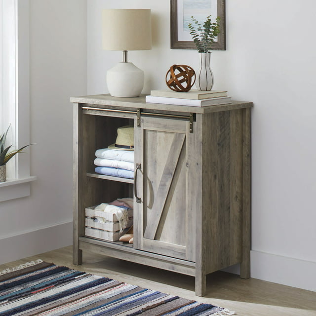Better Homes & Gardens Modern Farmhouse Accent Storage Cabinet, Rustic Gray Finish