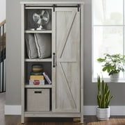 Better Homes & Gardens Modern Farmhouse Bookcase Storage Cabinet, Rustic White Finish