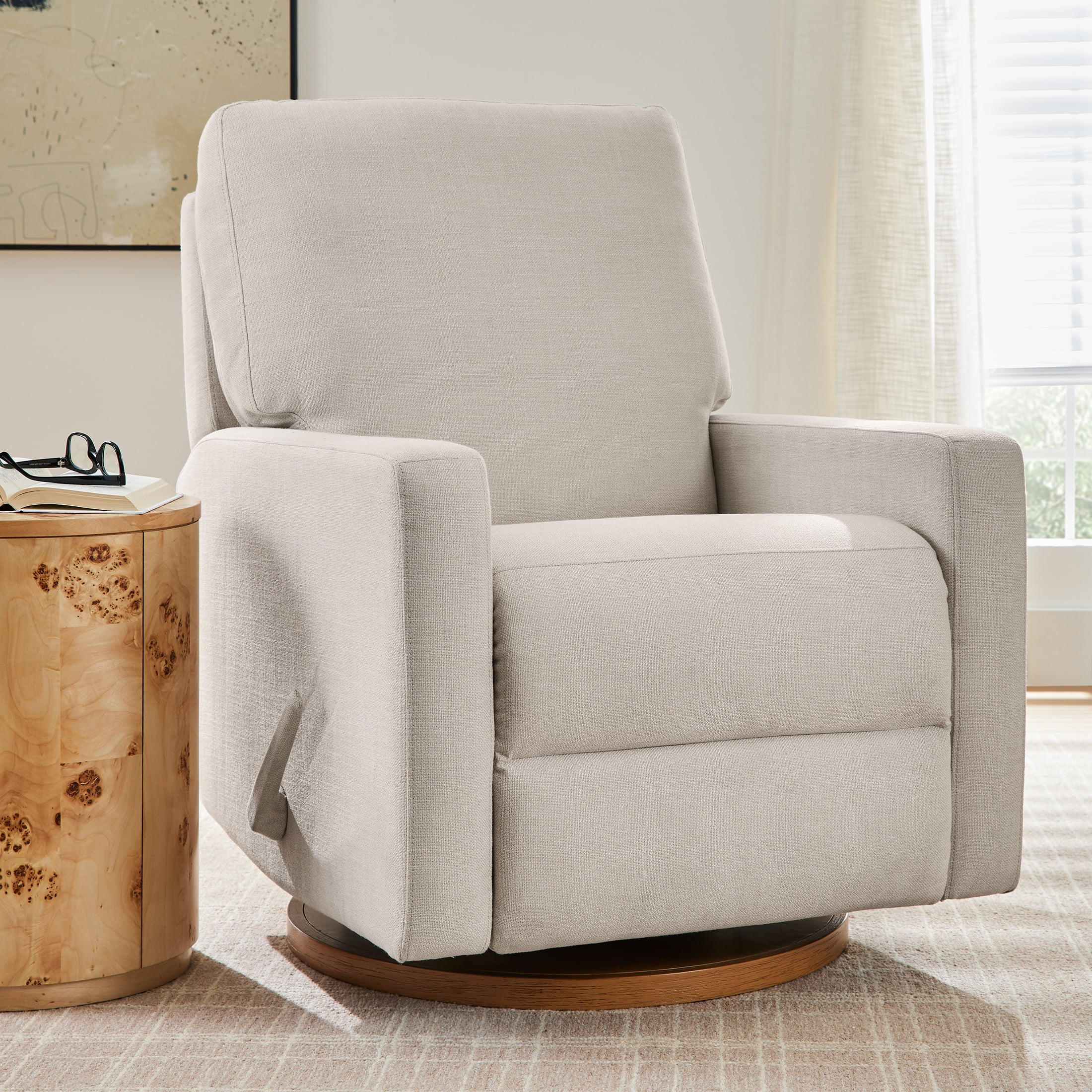 Better Homes \u0026 Gardens Modern Farmhouse Glider Recliner, Cream Linen, image size:2200x2200