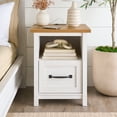 thumbnail interactive-video image 1 of Better Homes & Gardens Modern Farmhouse Nightstand with USB, Alabaster and Light Honey Finish, 1 of 11