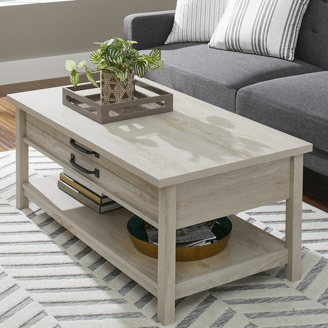 Better Homes & Gardens Modern Farmhouse Rectangle Lift Top Coffee Table, Rustic White Finish