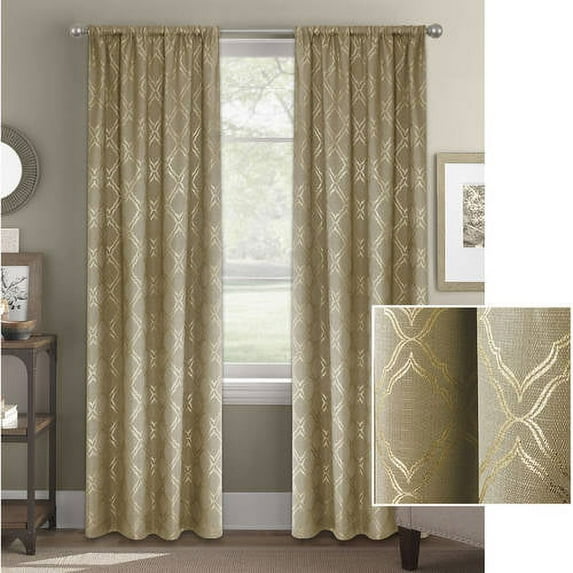 Better Homes & Gardens Modern Geometric Rod Pocket Light Filtering Curtain Panel, 52" x 63"