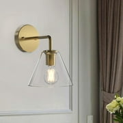 Better Homes &Gardens Modern Indoor Wall Sconce 1-Light A19 LED 5W(40W Equiv),Burnished Brass Clear Glass