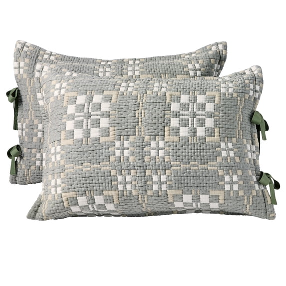Better Homes & Gardens Modern Mosaic Pillow Shams, King, Green, 2 Pack