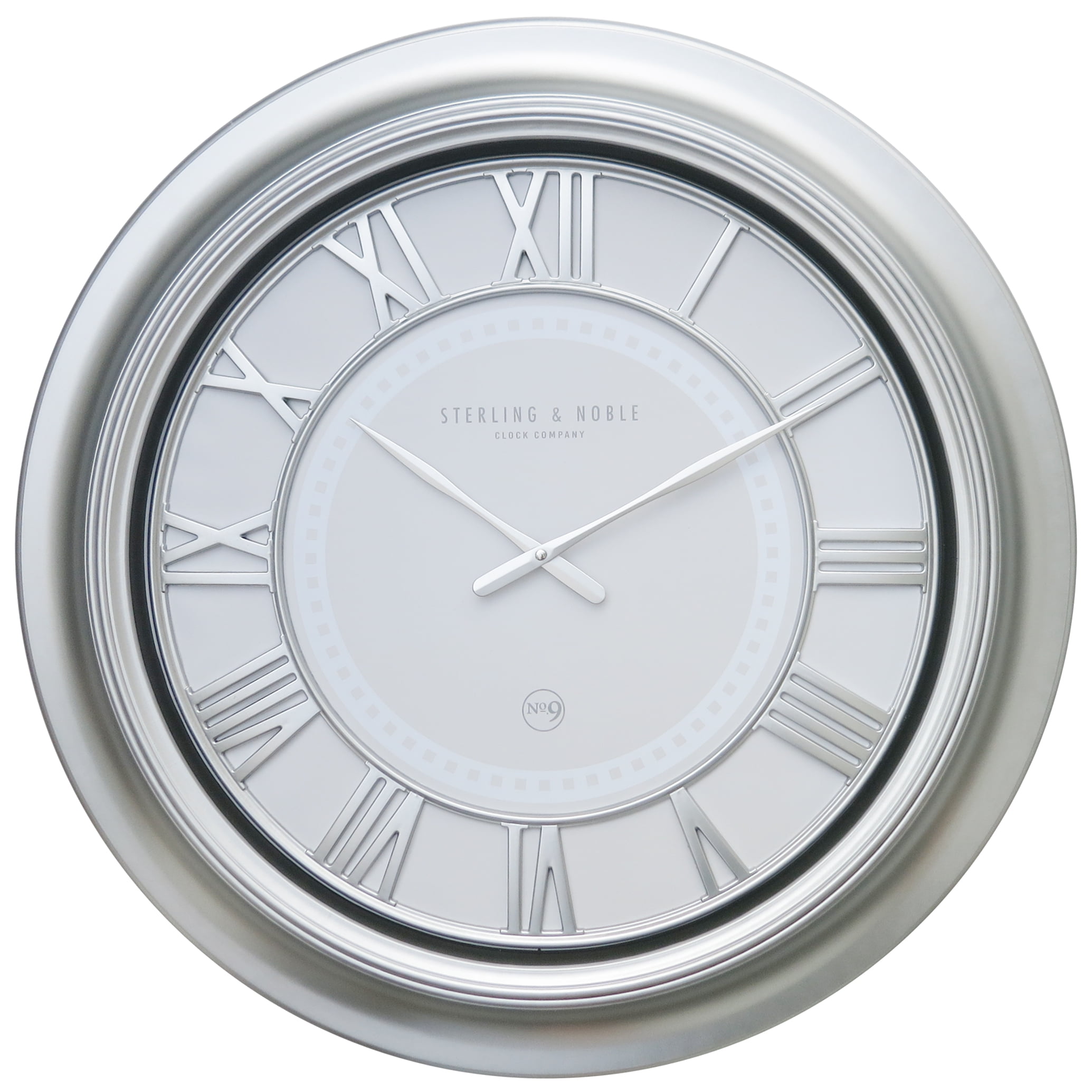 Better Homes & Gardens Modern Oversized 28in. Wall Clock, Silver