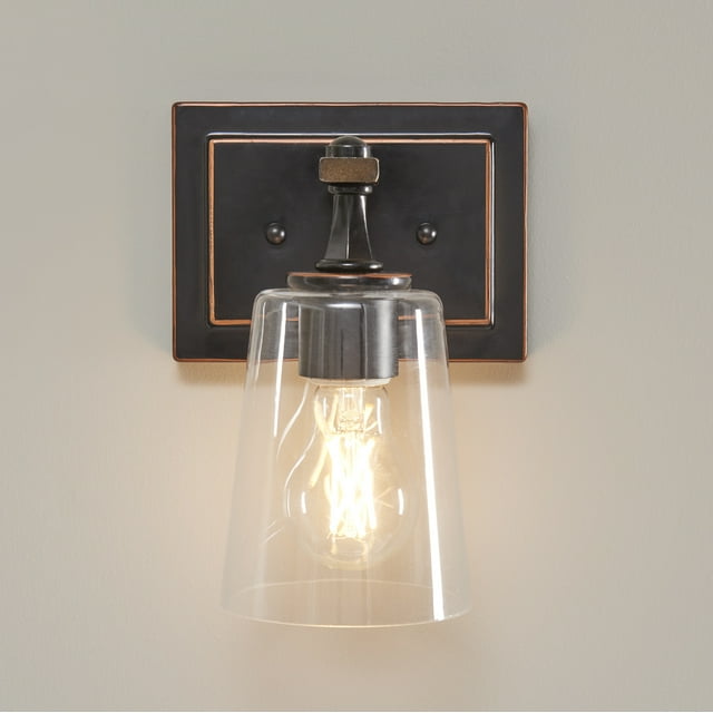 Better Homes & Gardens Modern Wall Scone Vanity Light, Bronze Metal Glass Shades, Bulb Not Included