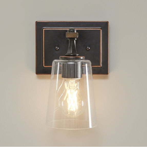 Better Homes & Gardens Modern Wall Scone Vanity Light, Bronze Metal Glass Shades, Bulb Not Included