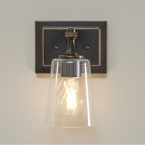 Better Homes & Gardens Modern Wall Scone Vanity Light, Bronze Metal Glass Shades, Bulb Not Included