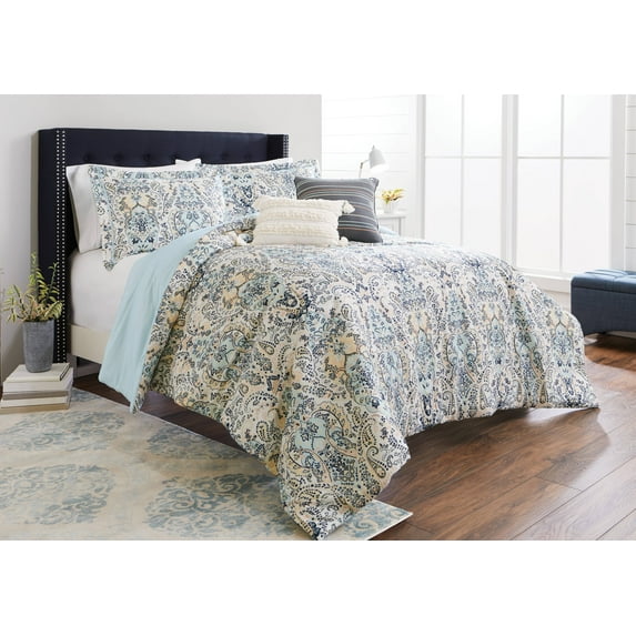 Better Homes & Gardens Multi Color Moghul Paisley 5-Piece Comforter Set with Decorative Pillows, Full/Queen
