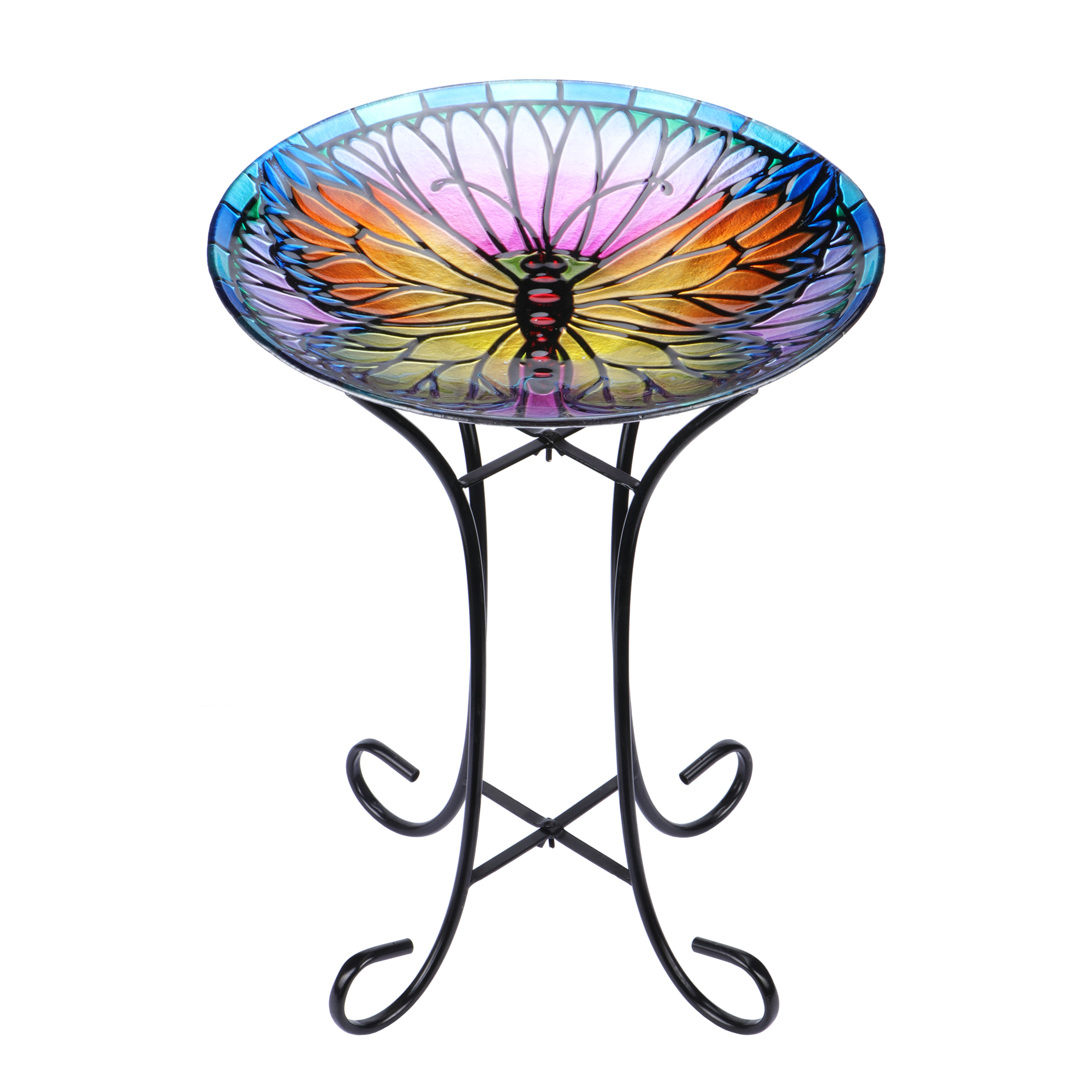 Better Homes & Gardens Multicolor Butterfly Glass Outdoor Birdbath - image 1 of 10