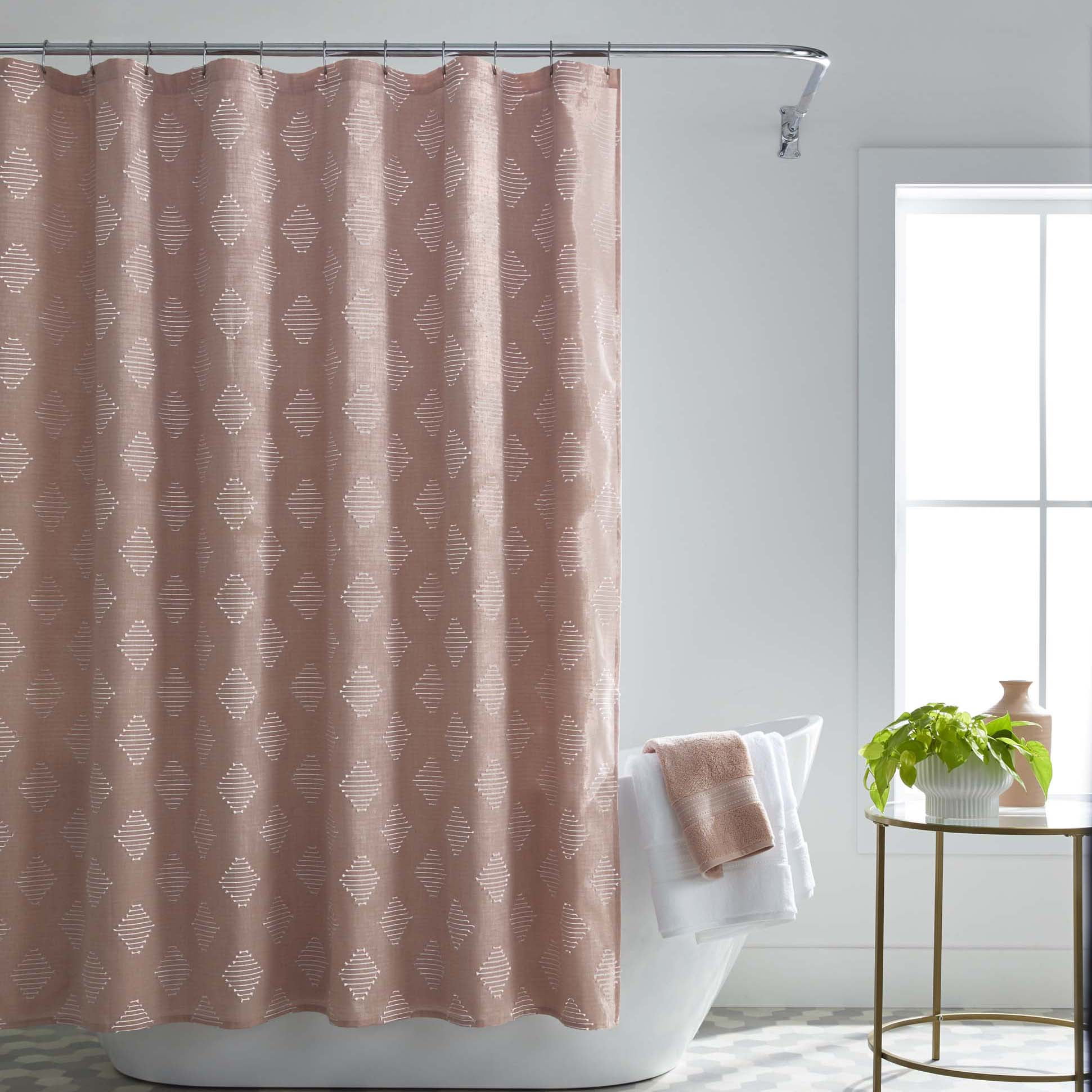 Better Homes & Gardens Myla Pink Diamonds Polyester Shower Curtain, 72" x 72"