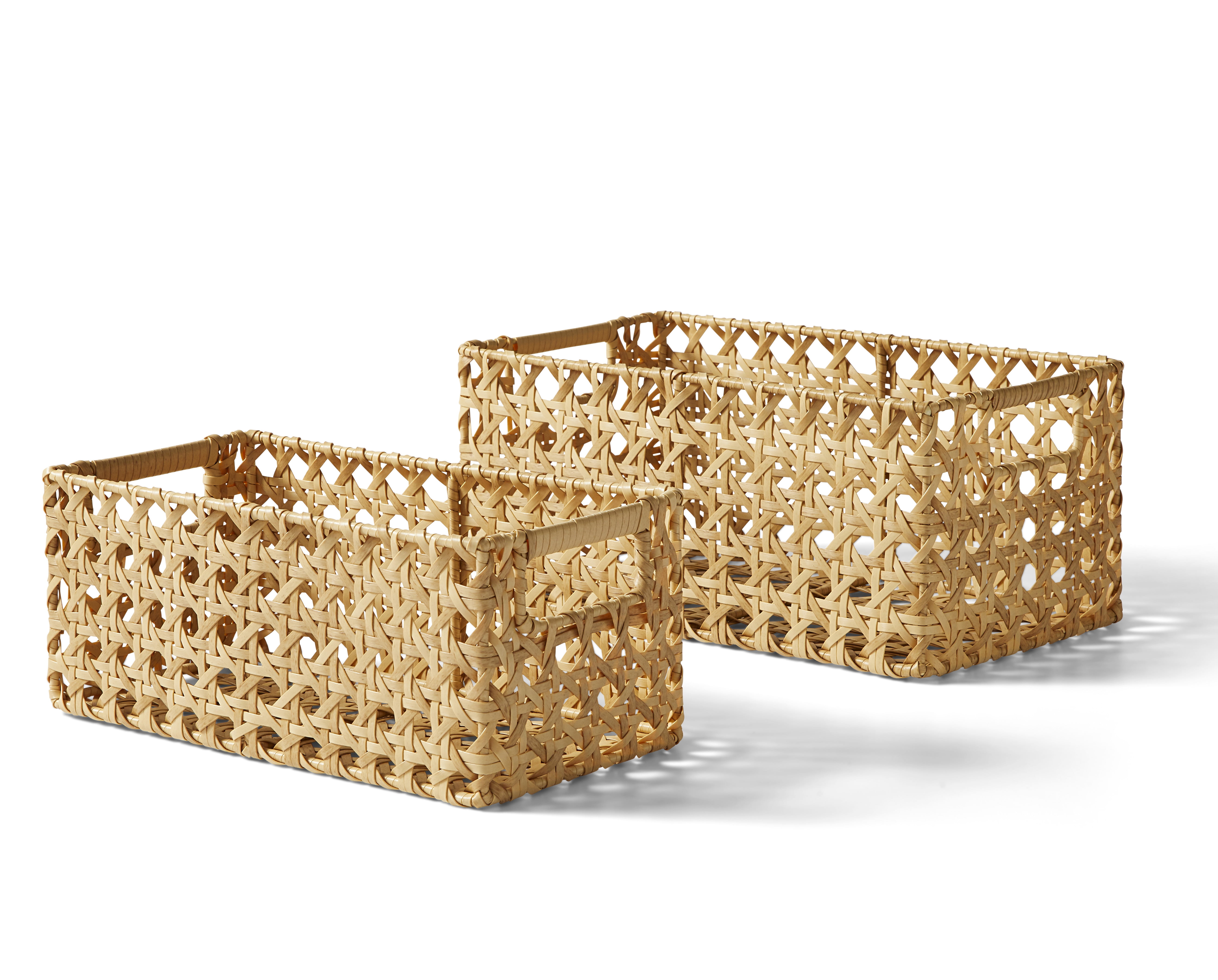 Better Homes & Gardens Natural Cane Weave Storage Basket Set, 2-Piece