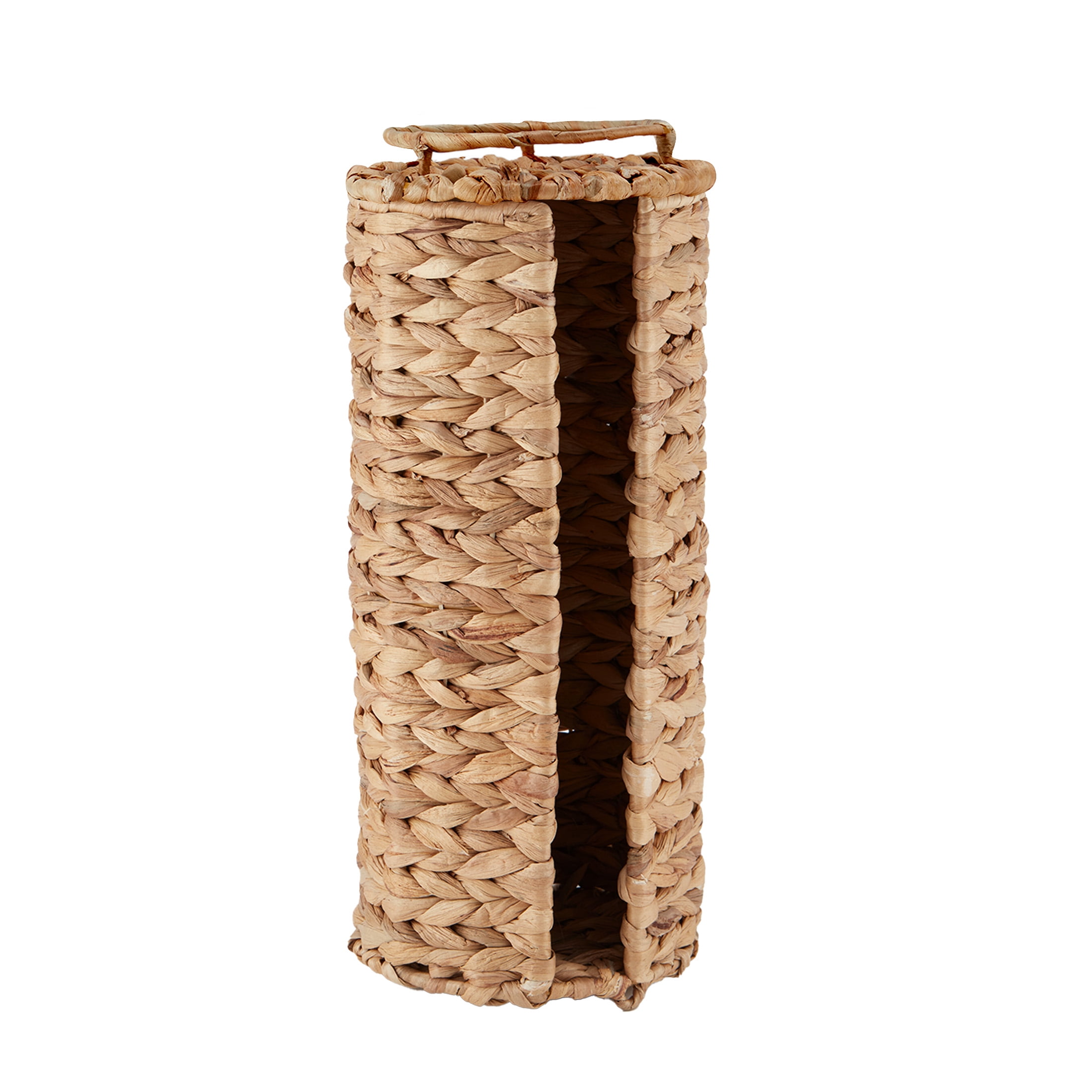 Better Homes & Gardens Natural Hyacinth Floor Standing Bathroom Toilet Paper Reserve with Lid