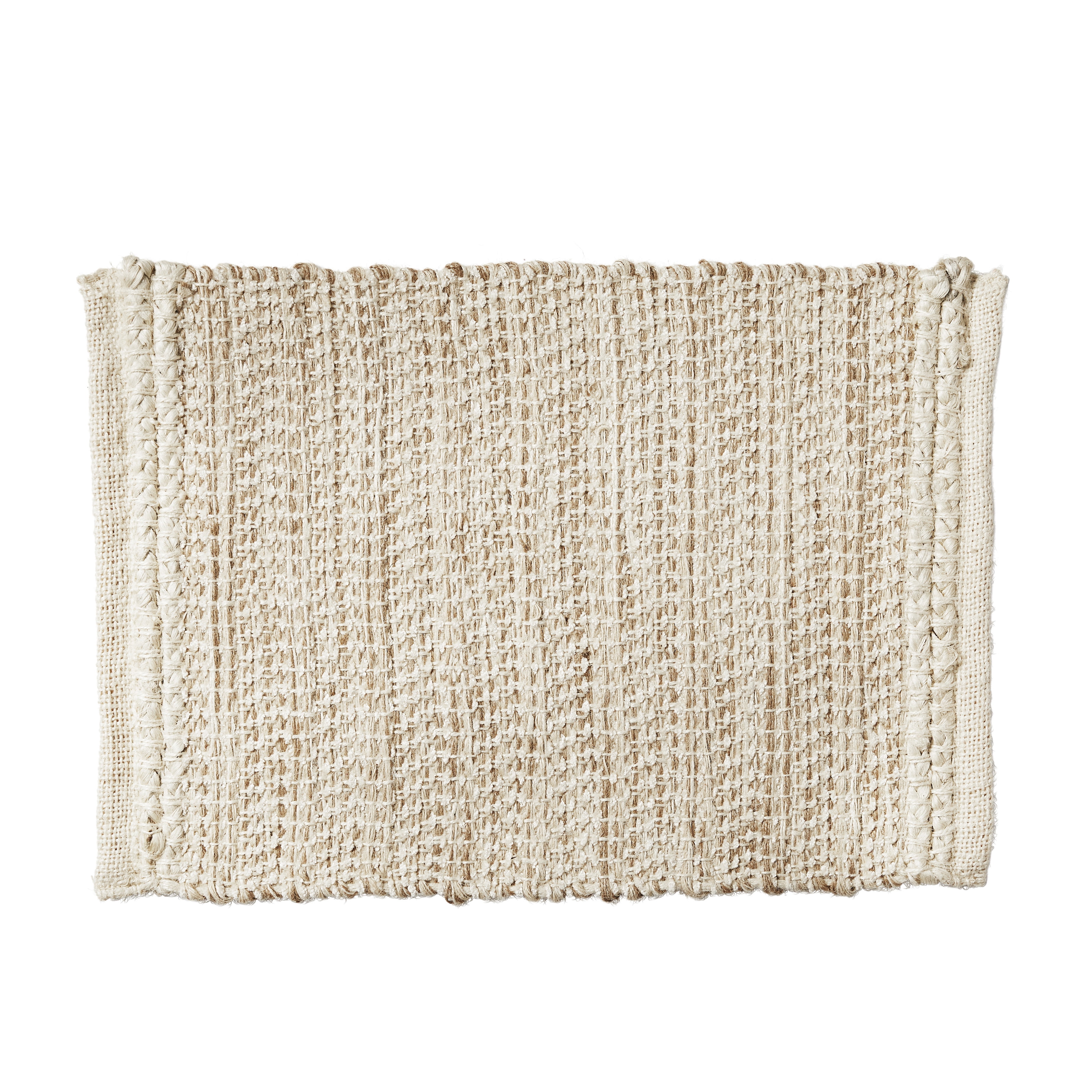 Natural and Ivory Jute and Polyester Chenille 14" x 19" Placemat