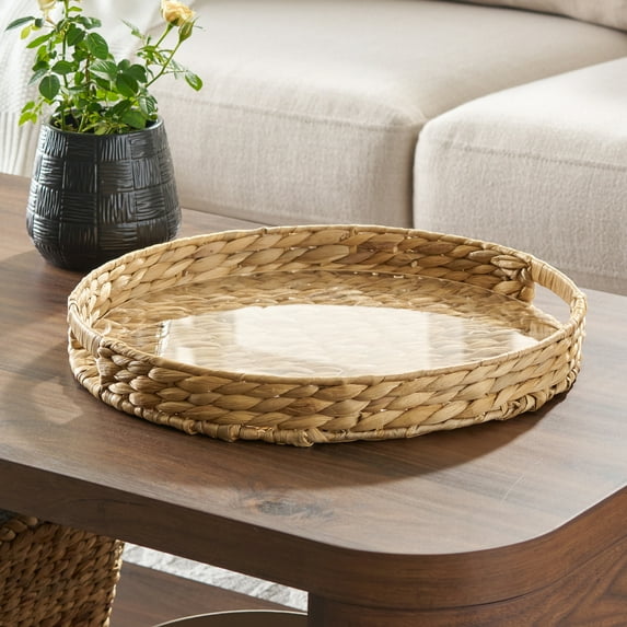 Better Homes & Gardens Natural Water Hyacinth Round Decorative Tray, 16"