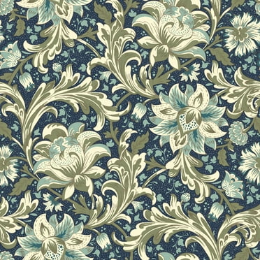 Better Homes & Gardens Navy Isolda Jacobean Peel and Stick Wallpaper, 20.5" x 18'