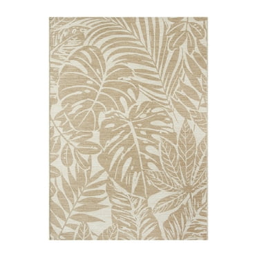 Better Homes & Gardens Neutral Palm Outdoor Rug, 9' x 12'