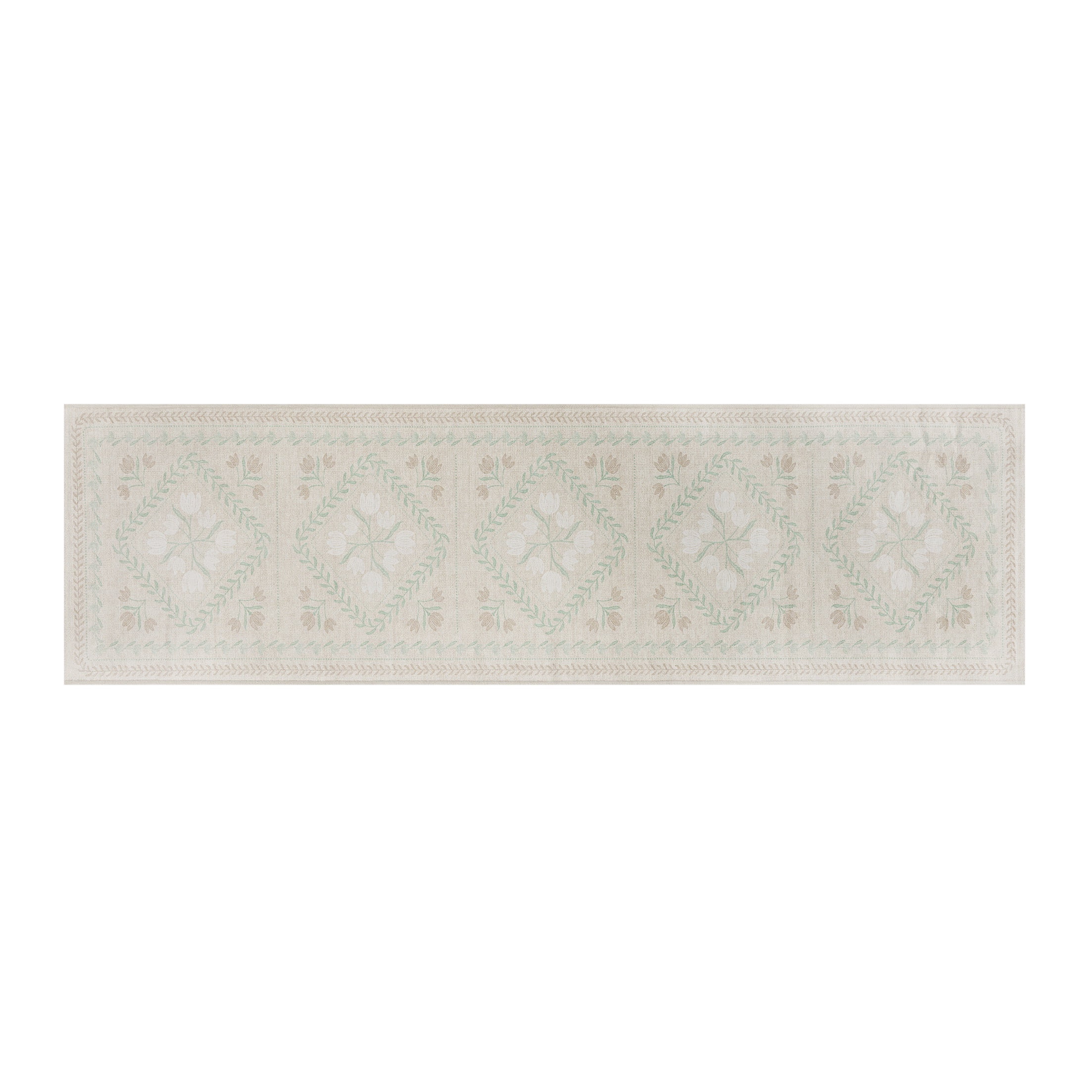 Better Homes & Gardens Soliel Floral Runner Rug, Neutral, 30 in x 102 in