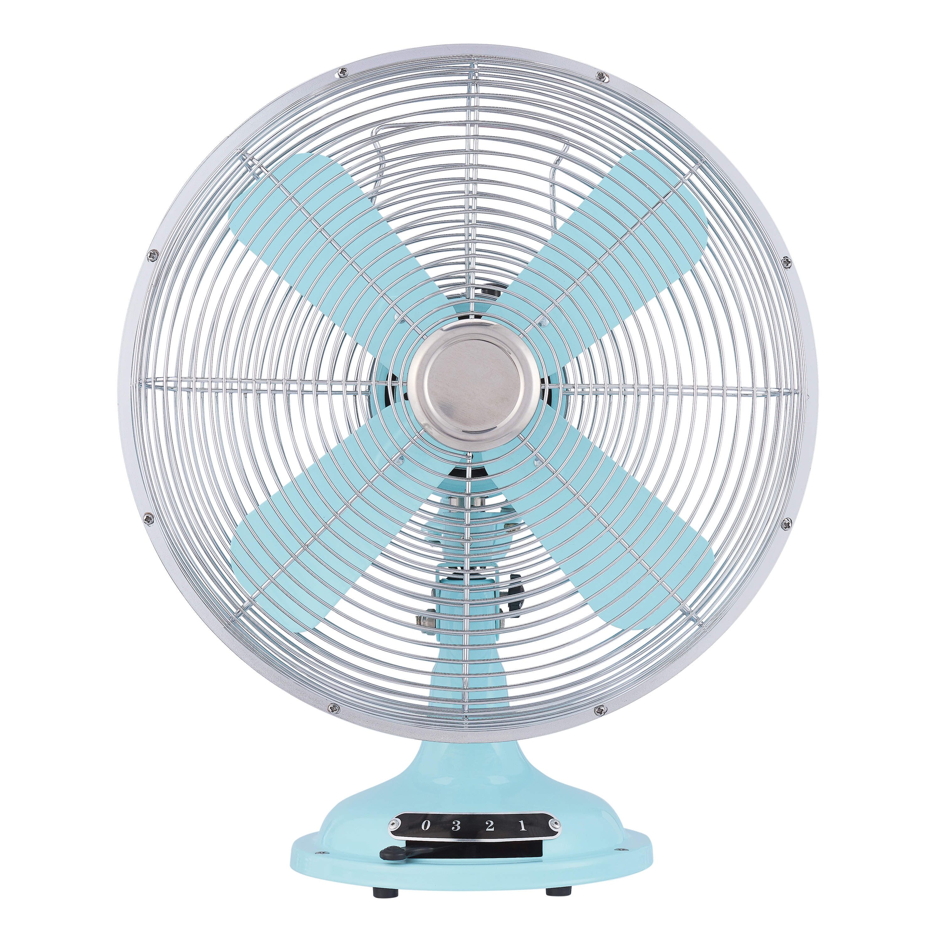 Better Homes & Gardens New 12 inch Retro 3-Speed Metal Tilted-Head Oscillation Table Fan Mint - image 1 of 8