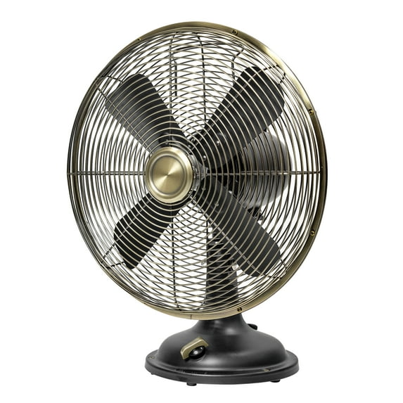 Better Homes & Gardens New 12 inch Vintage Oscillating Table Fan Black with 3 Speeds