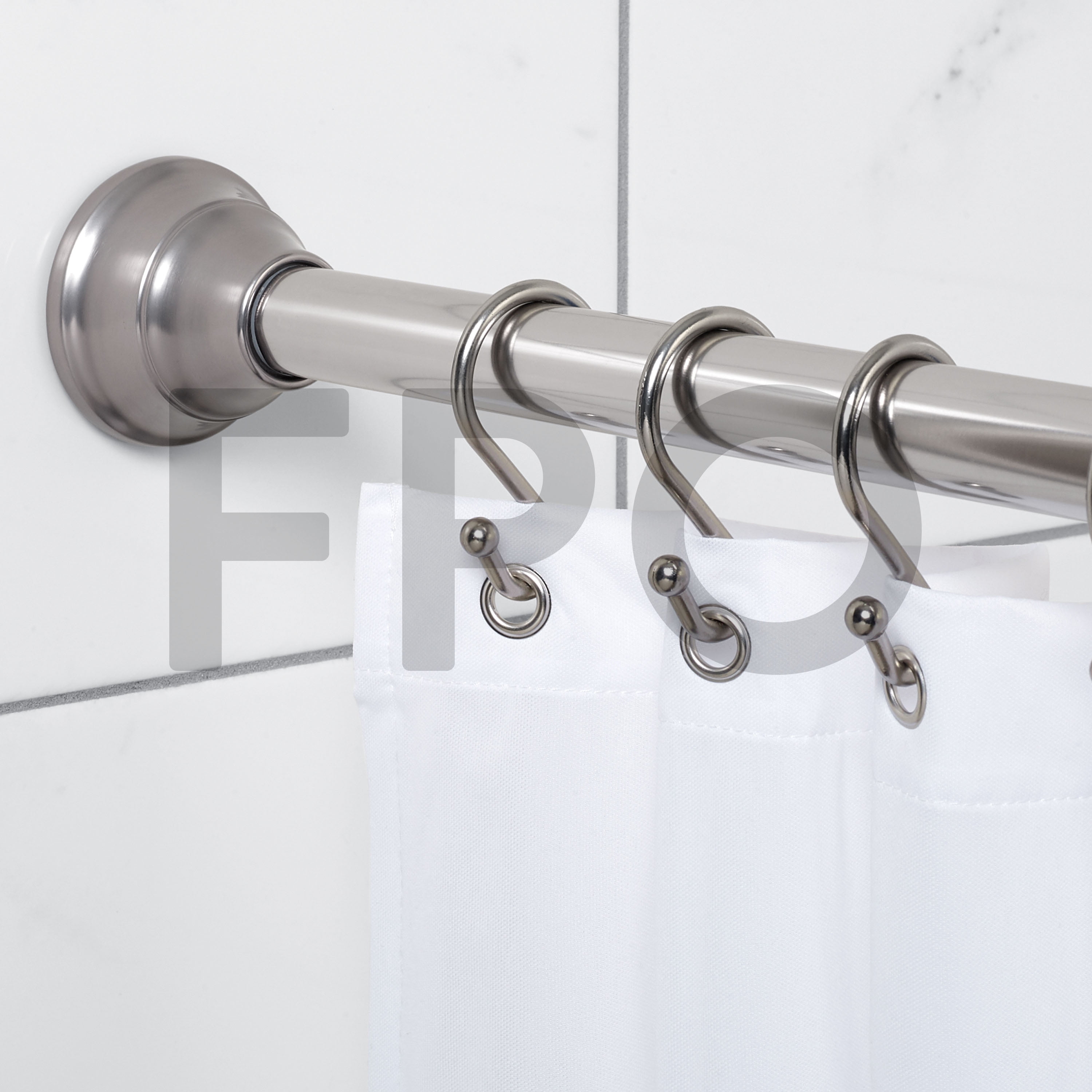Better Homes & Gardens Wave Finial No Rust 43” to 72” Adjustable Tension Shower Curtain Rod, Black