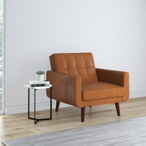 Better Homes & Gardens Nola Modern Chair with Arms, Camel Faux Leather