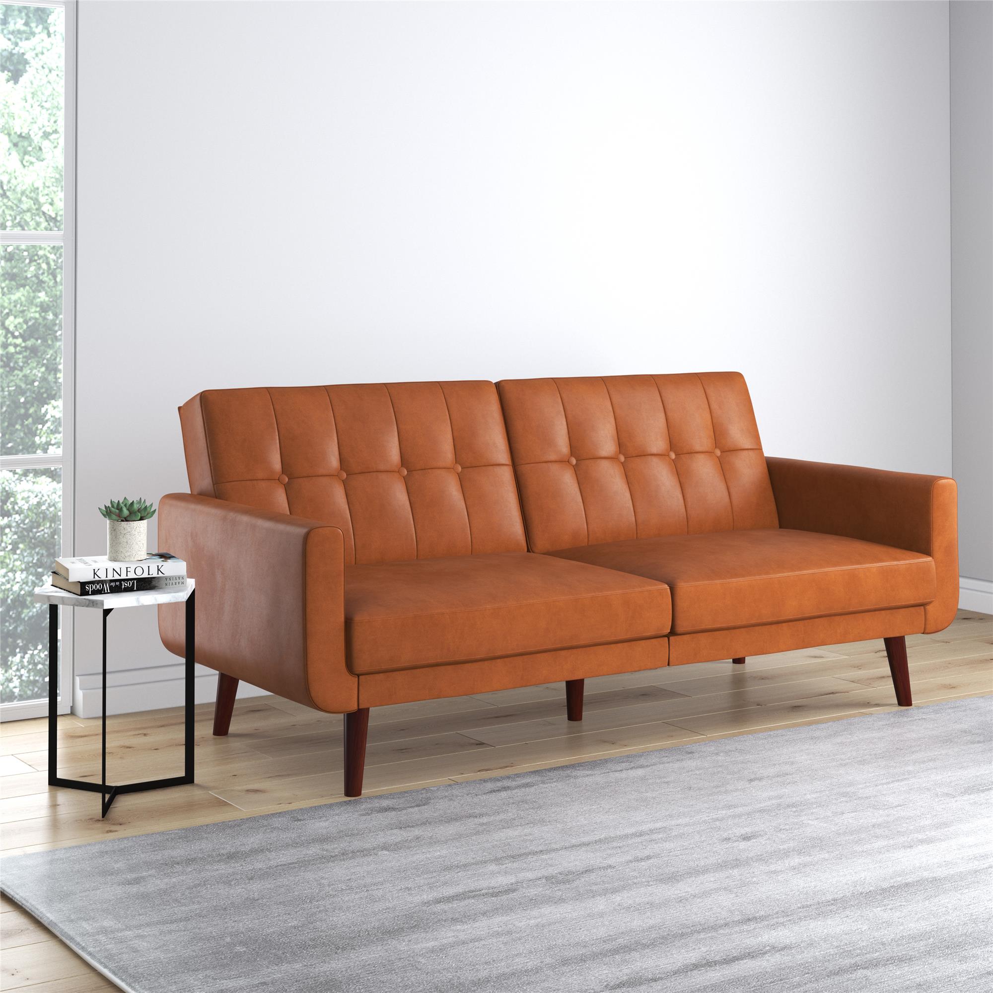 Better Homes & Gardens Nola Modern Futon, Camel Faux Leather - image 1 of 17