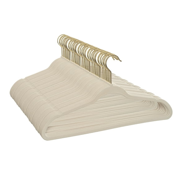 Better Homes & Gardens Non-Slip Velvet Clothing Hangers, 50 Pack, Beige, Space Saving