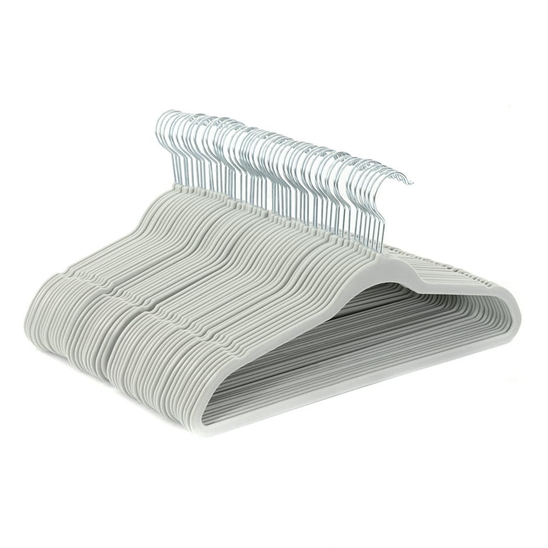 Better Homes & Gardens Non-Slip Velvet Clothing Hangers, 50 Pack, Soft  Silver 
