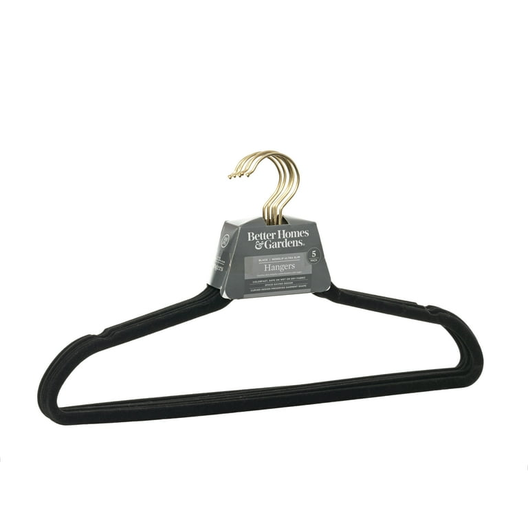 Better Homes & Gardens Non-Slip Clothes Hangers, 10 Pack, Black, Rubberized  Chrome 