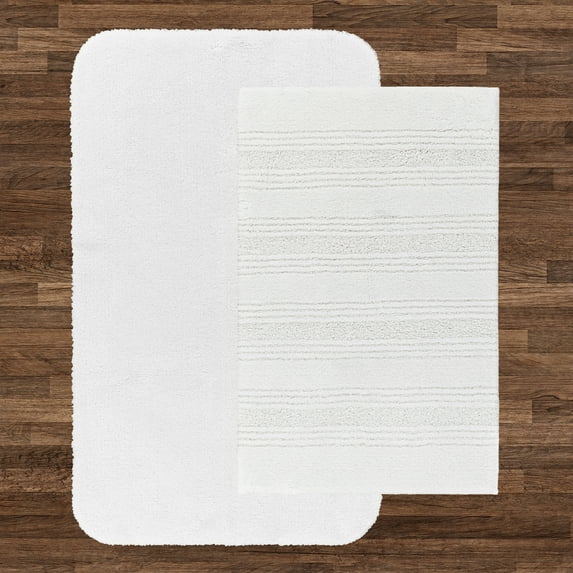 Better Homes & Gardens Nylon White Bath Rug Set, 2 Pieces
