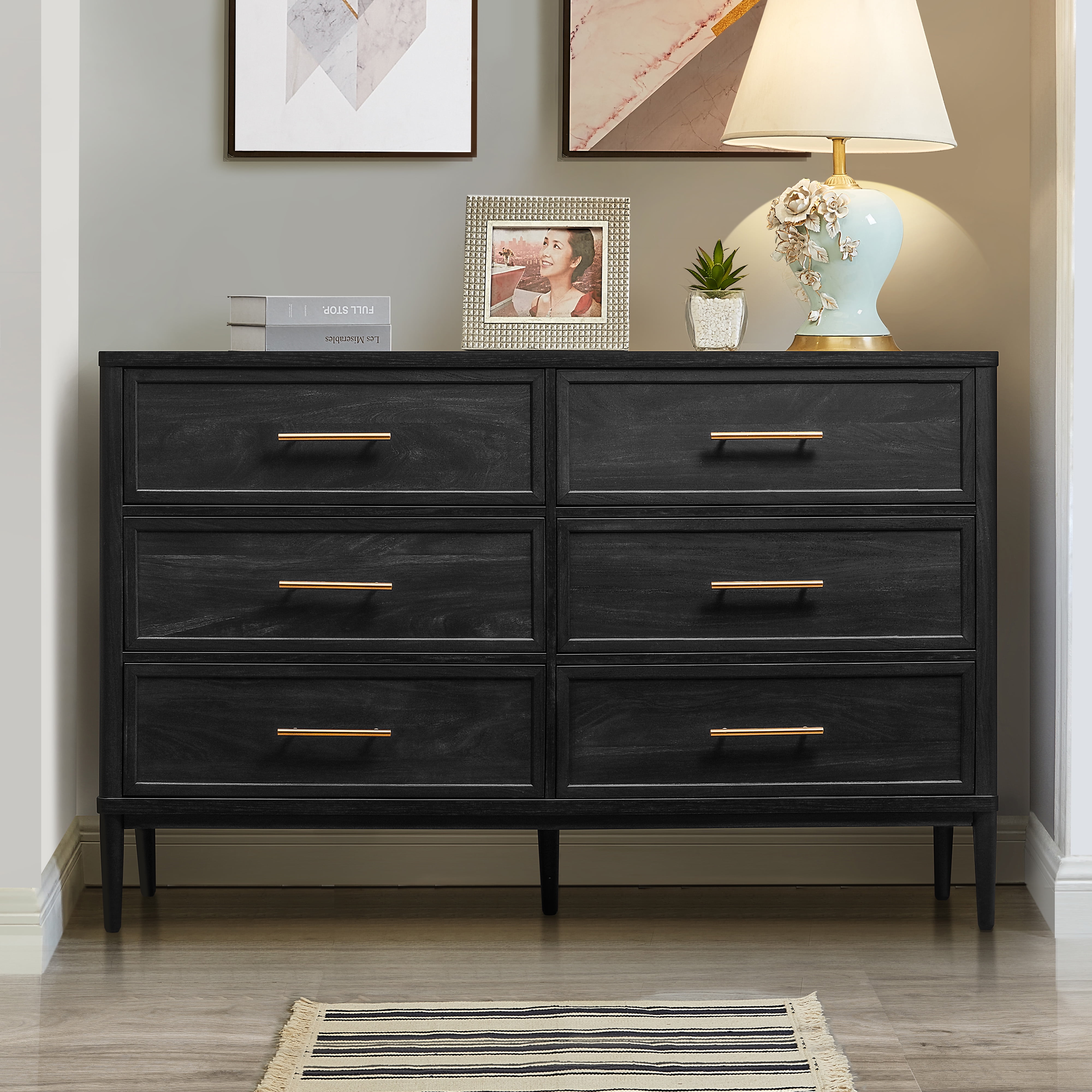 Better Homes & Gardens Oaklee 6Drawer Dresser for Bedroom, Charcoal