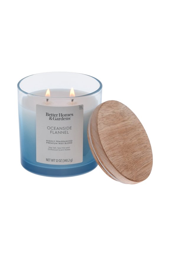 Better Homes and Gardens Oceanside Flannel Scented 2-Wick Ombre Jar Candle 12oz.