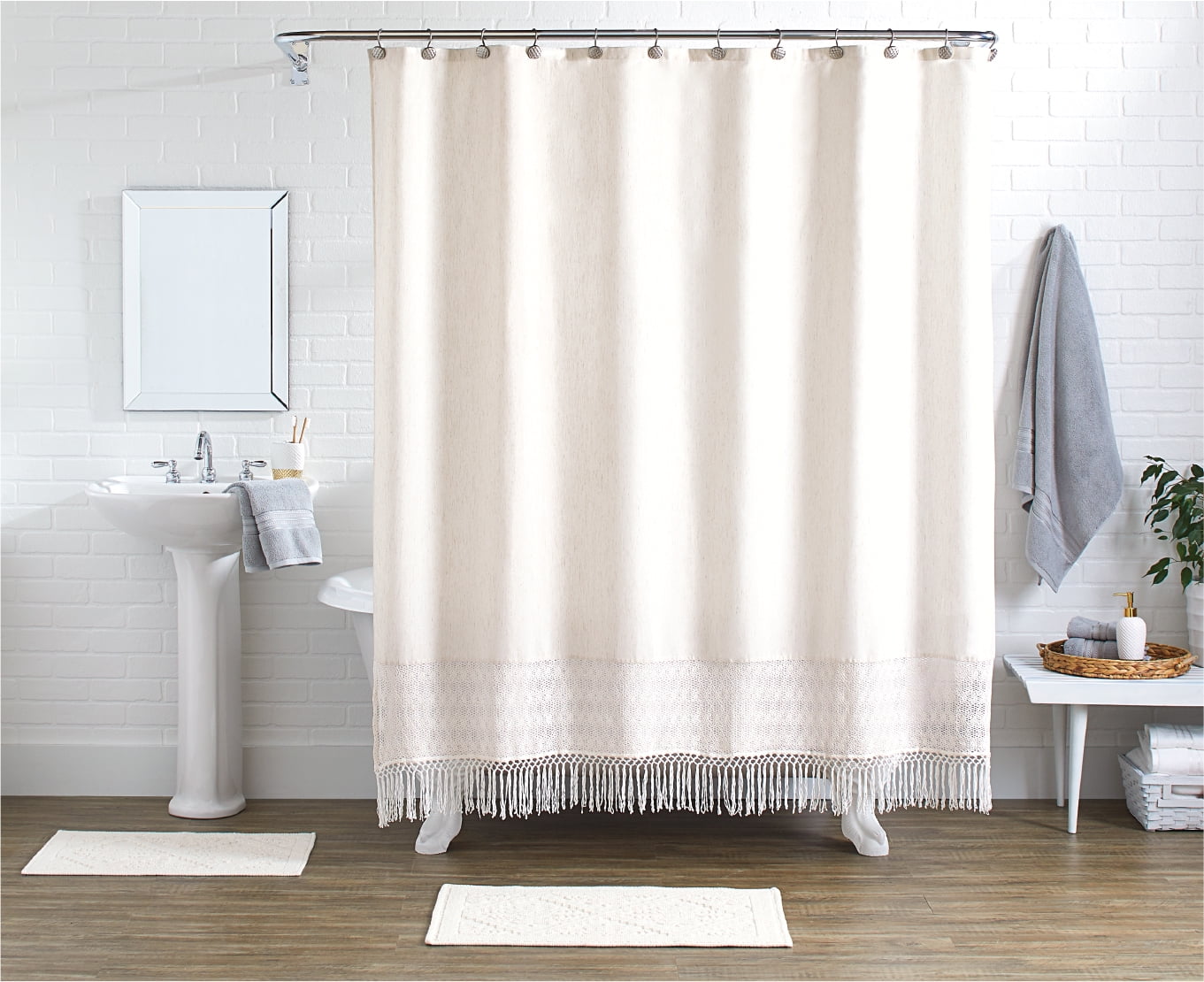 Better Homes & Gardens Off-White Solid Print Polyester Shower Curtain ...