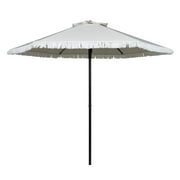 Better Homes & Gardens Outdoor 7.5' White Ventura Fringe Round Push-up Premium Patio Umbrella with Black Steel Pole