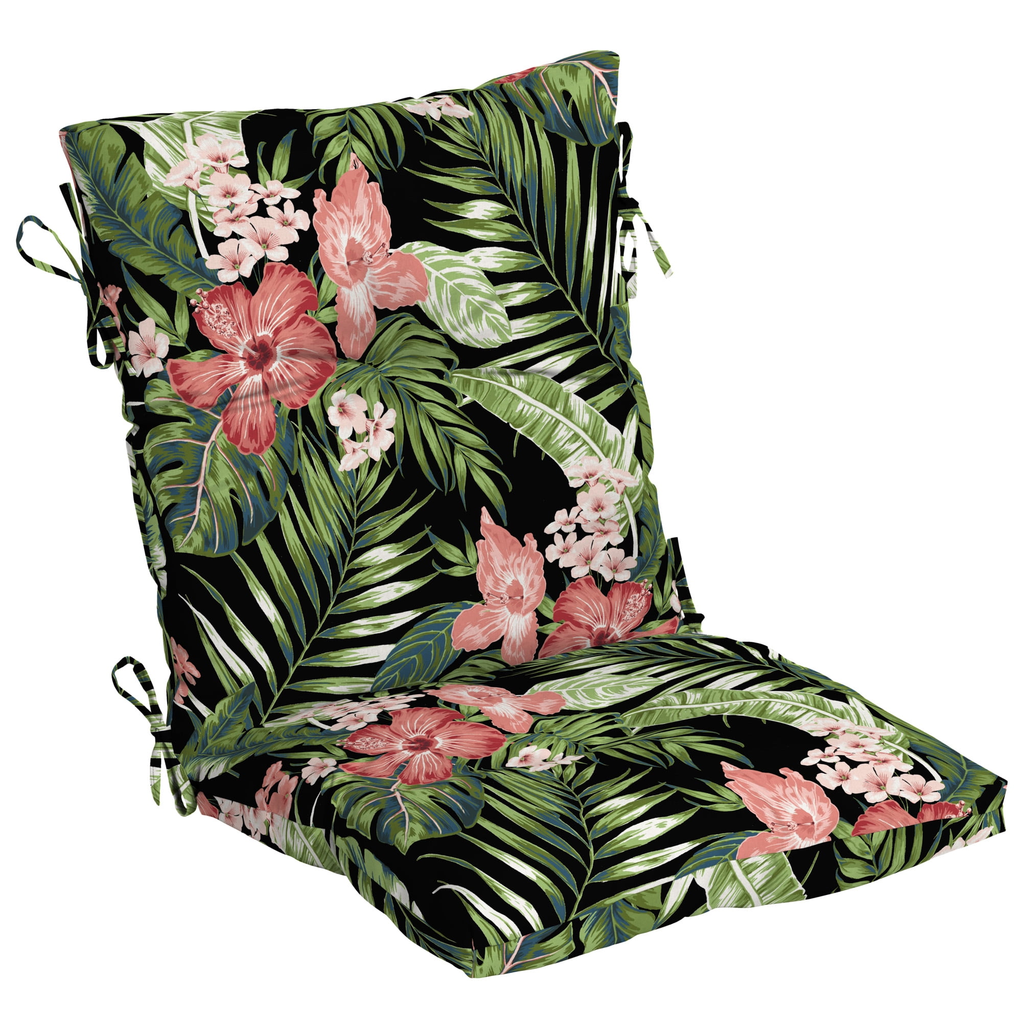 Better Homes & Gardens Outdoor Chair Cushion Kamala Black Tropical