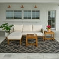 thumbnail image 1 of Better Homes & Gardens Outdoor Davenport 5pcs Sofa Lounger with Two Acacia Wood Table with Cushions - White, 1 of 12