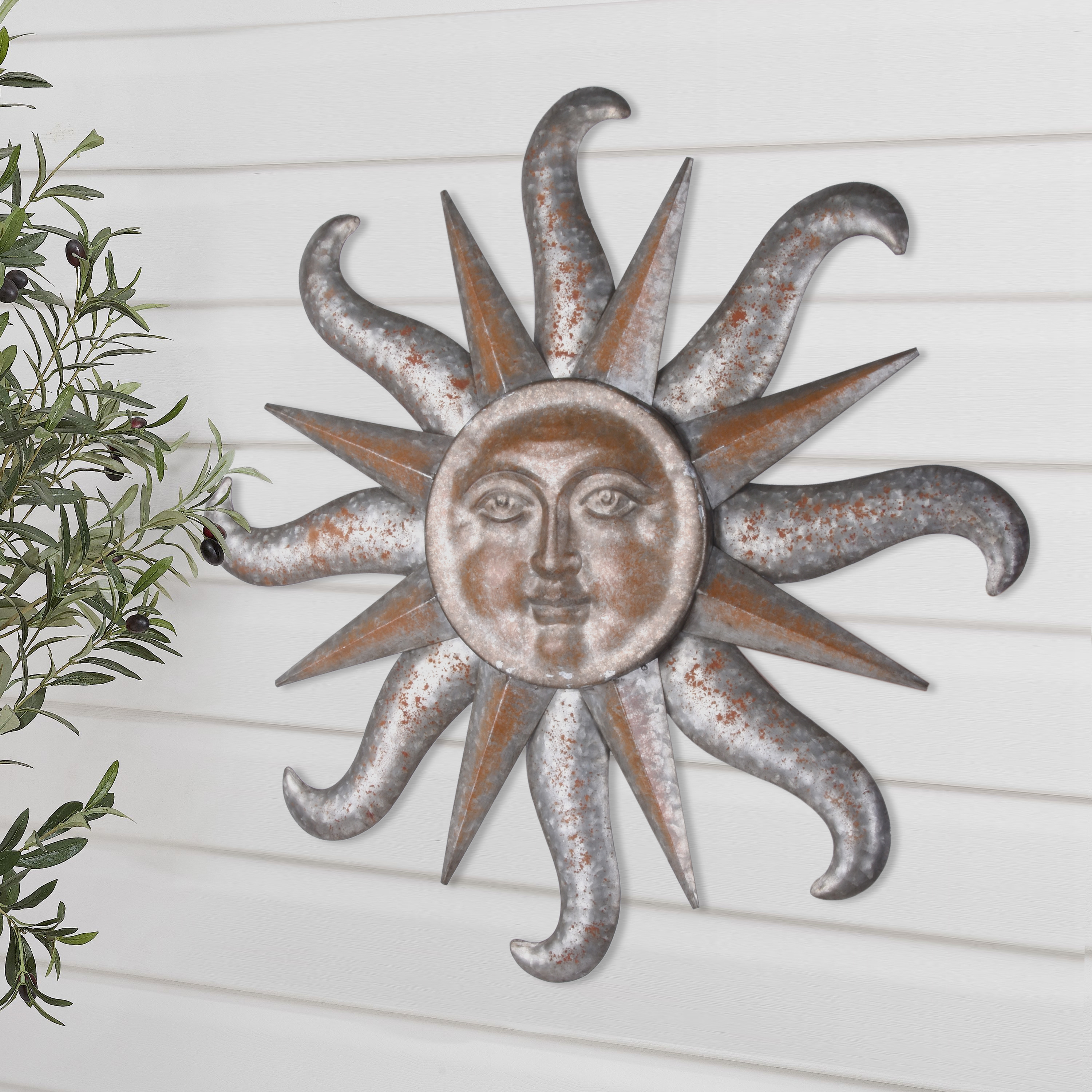 Better Homes & Gardens Outdoor Decorative Brown Metal Soleil Wall Pediment - image 1 of 8
