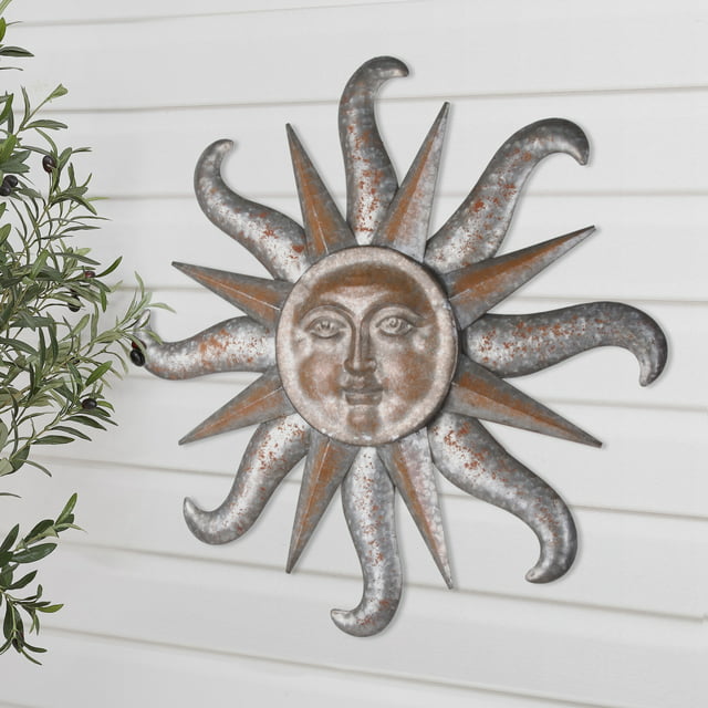 Better Homes & Gardens Outdoor Decorative Brown Metal Soleil Wall Pediment