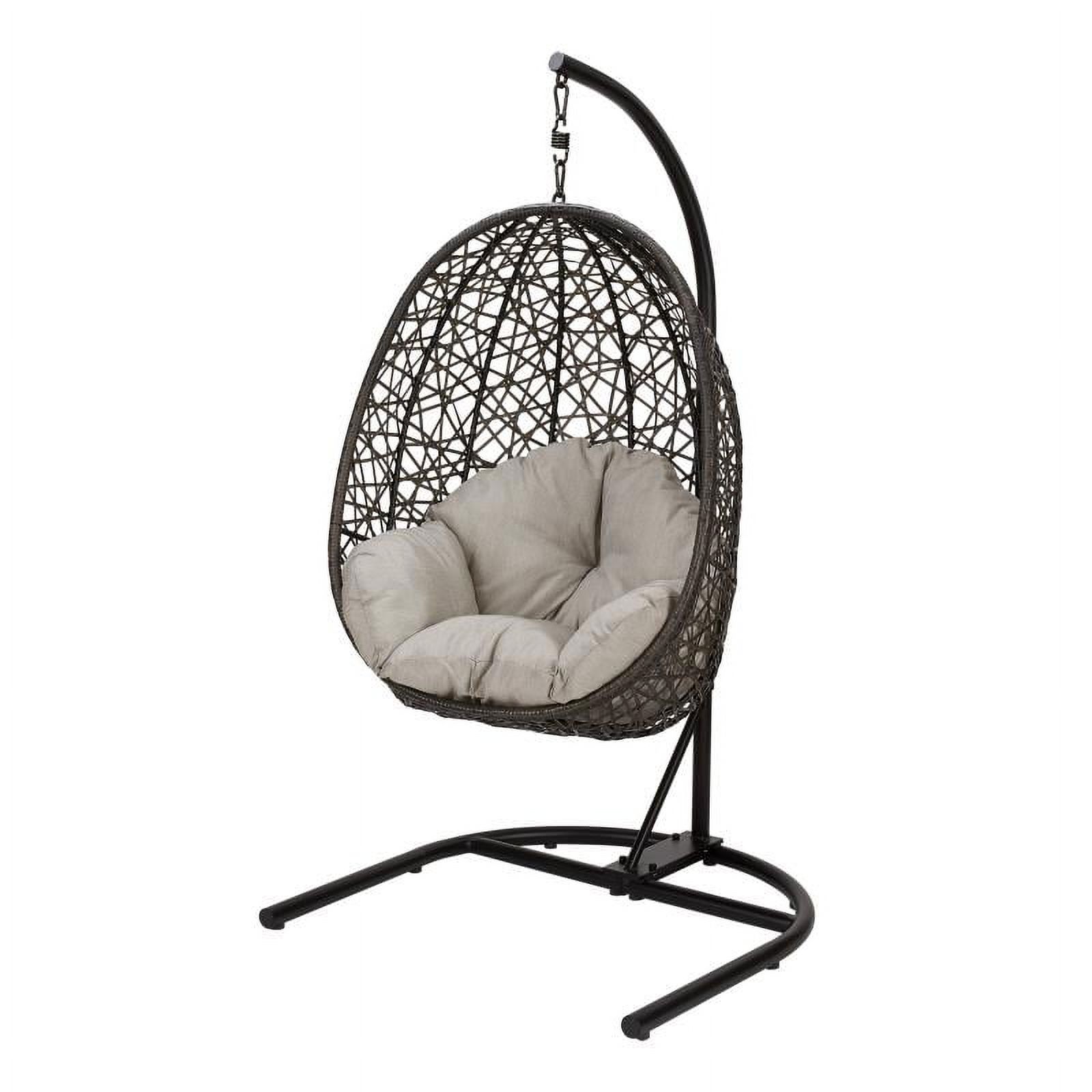 Better Homes & Gardens Outdoor Lantis Patio Wicker Hanging Egg Chair with Stand - Brown Wicker, Beige Cushion - image 1 of 5