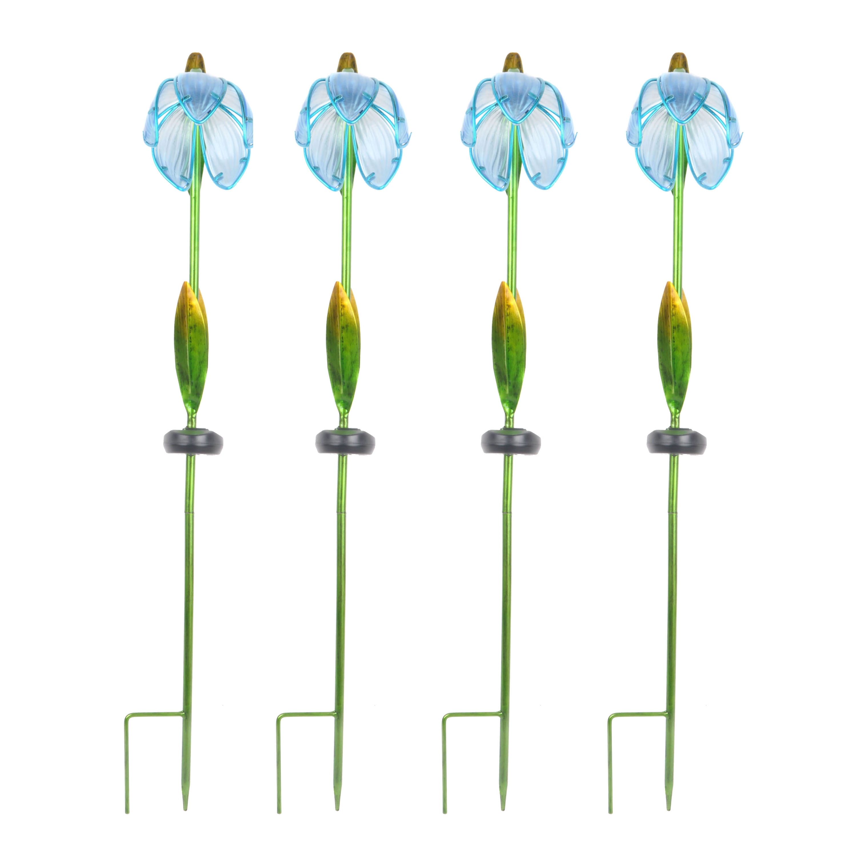 Better Homes & Gardens Outdoor Solar Garden Stakes, Blue Flower, 4