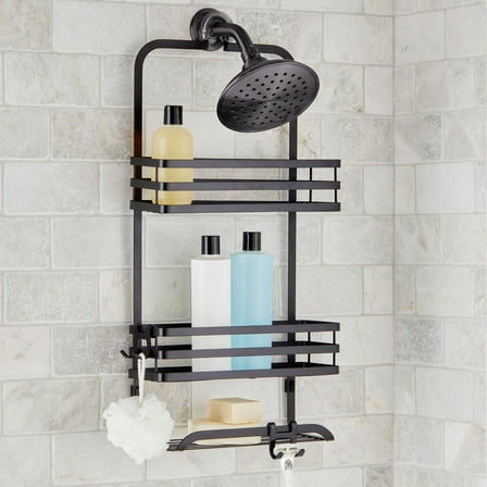BHG Flat Wire Shower Caddy with 3 Shelves Black Bathroom Organizer