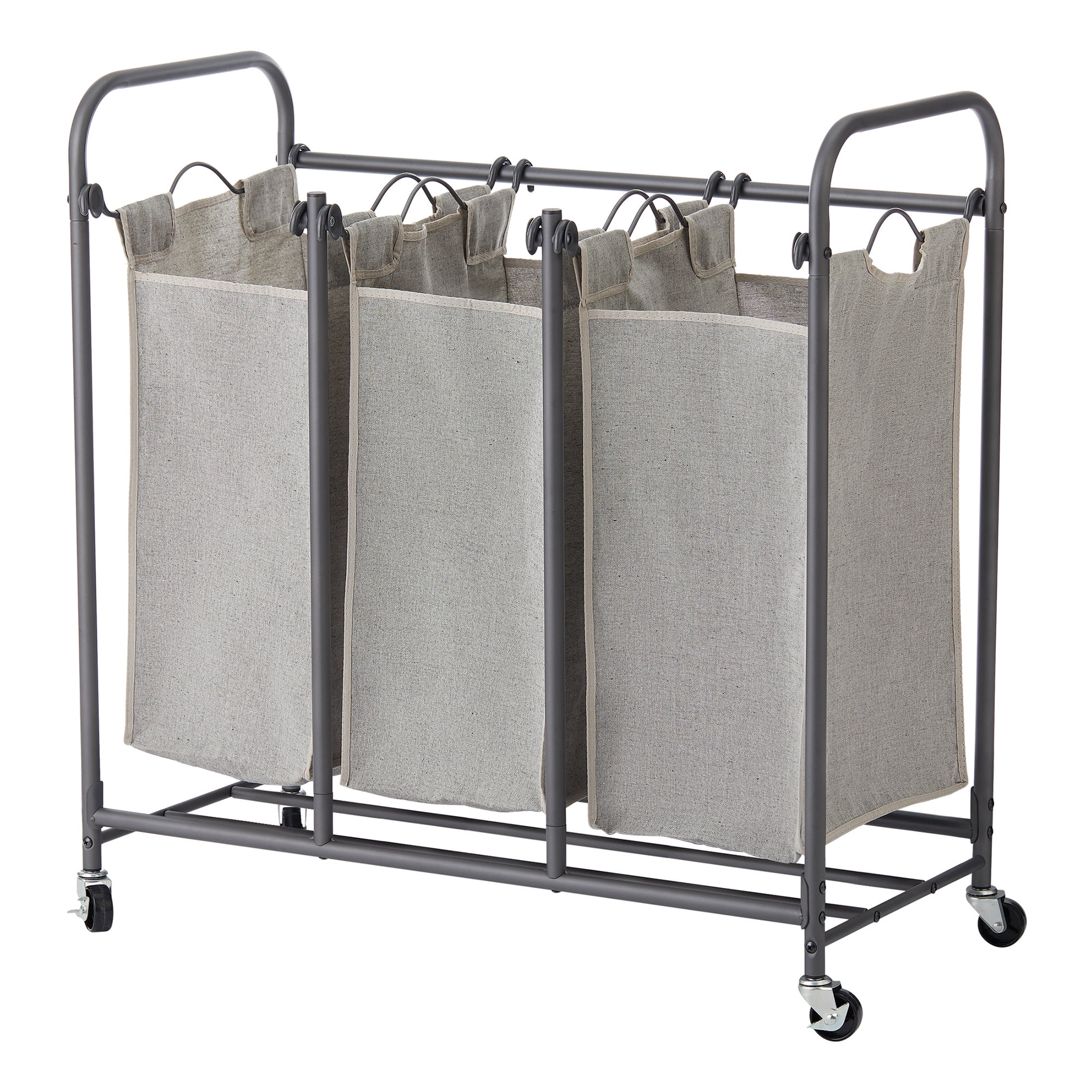 Organize It All Cotton 3-Compartment Sorter Laundry Cart