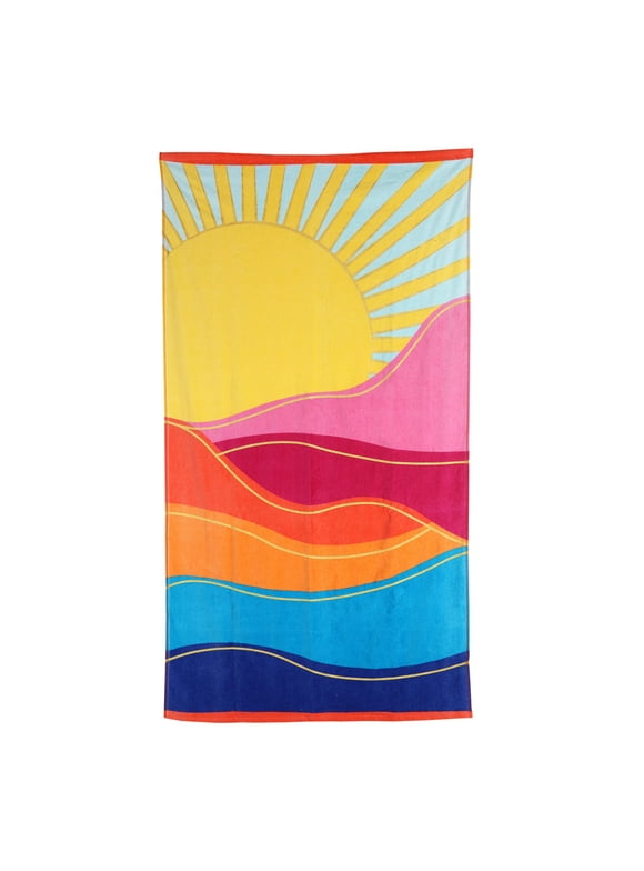 Better Homes & Gardens Oversized Cotton Sunset Beach Towel, 38” x 70"