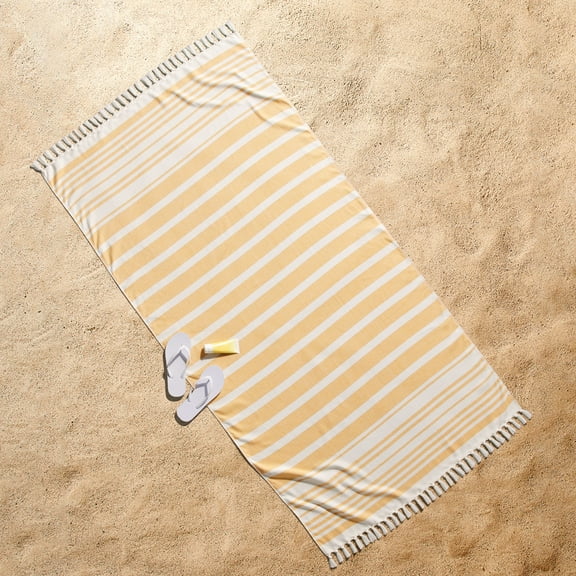 Better Homes & Gardens Oversized Flatwoven Yellow Striped Beach Towel, 38" x 72"