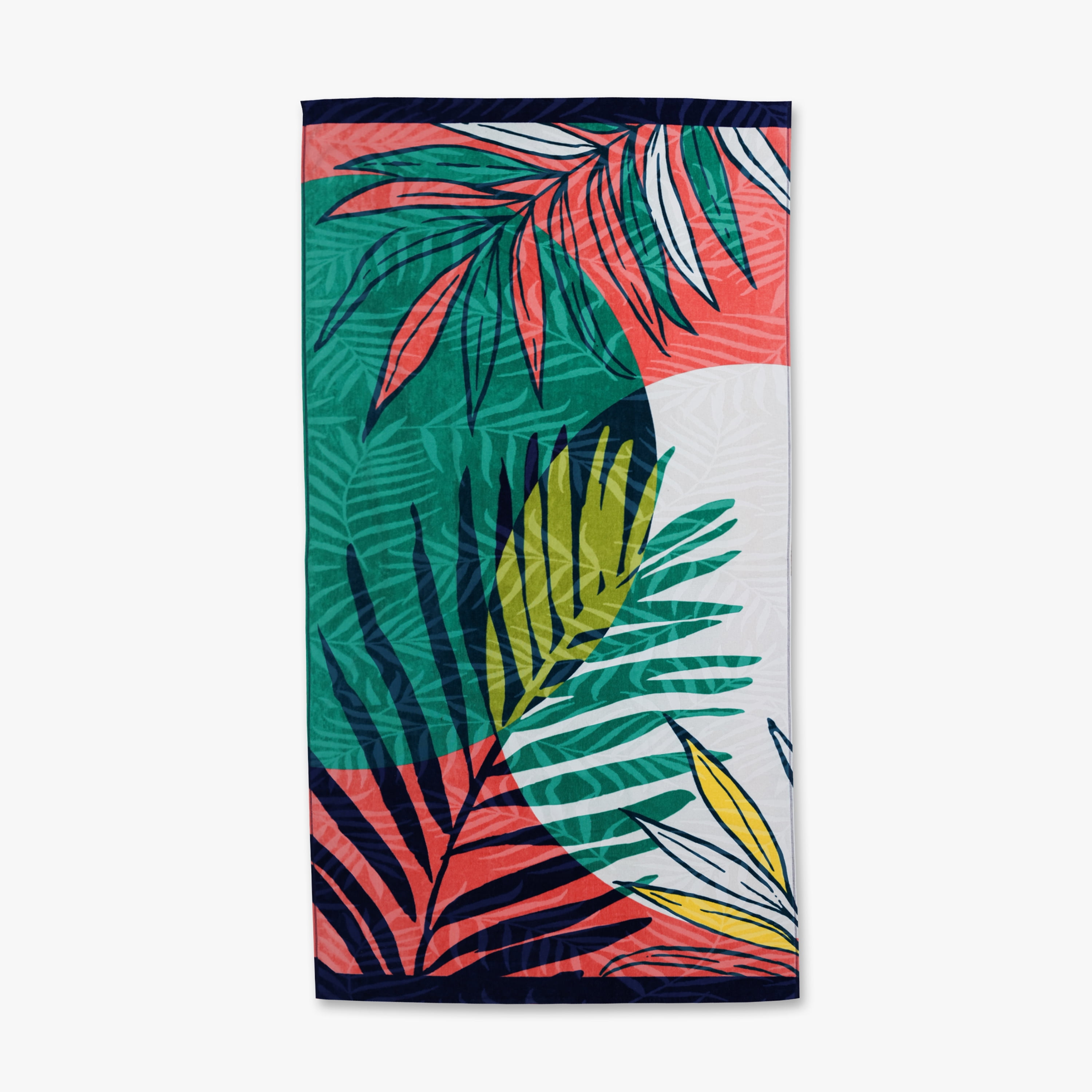 Better Homes & Gardens Oversized Printed Palm Leaf 100% Cotton Velour Beach Towel, 38” x 72"